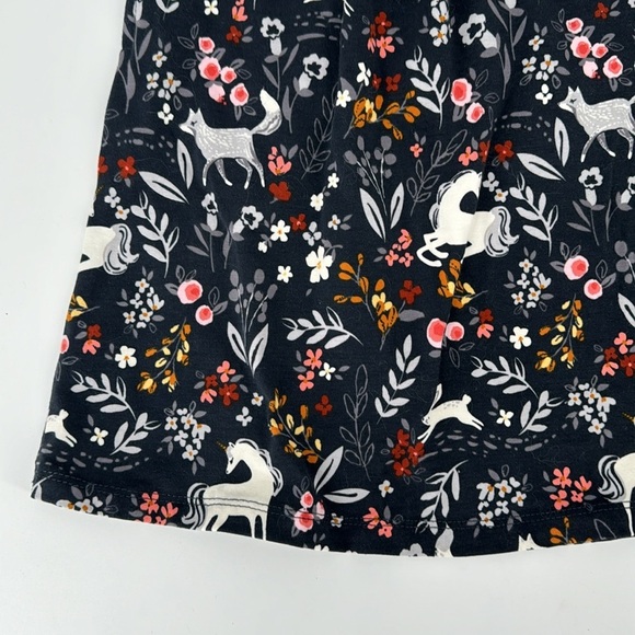 Girl Unicorn Fox Flora Black Flare Dress - Picture 3 of 8